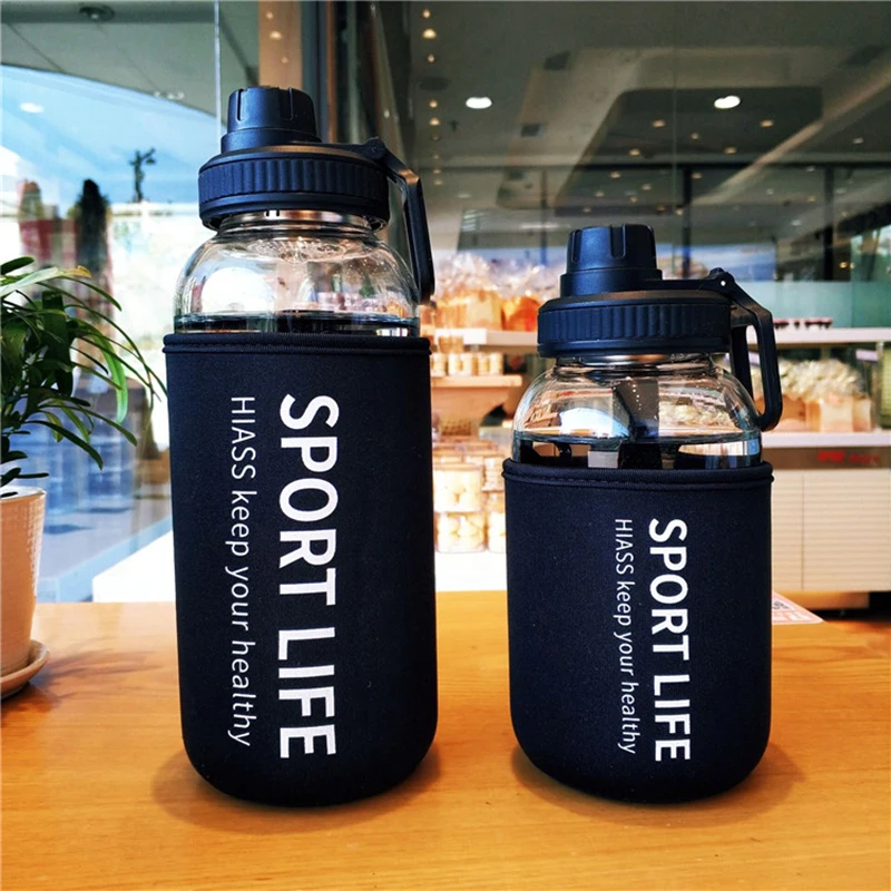 Outdoor Sport Glass Water Bottle - 700ml/1000ml Große Kapazität Tragbare Sport Glas